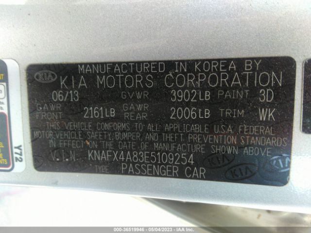 KNAFX4A83E5109254 KIA FORTE EX