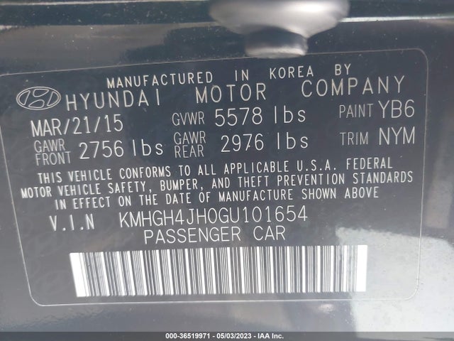 Hyundai Equus Ultimate 2016 KMHGH4JH0GU101654 Image 10