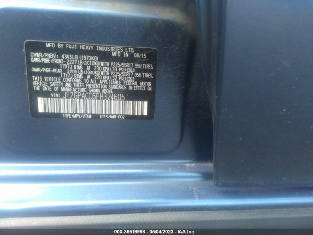 2015 SUBARU XV CROSSTREK PREMIUM VIN: JF2GPACC6FH324605