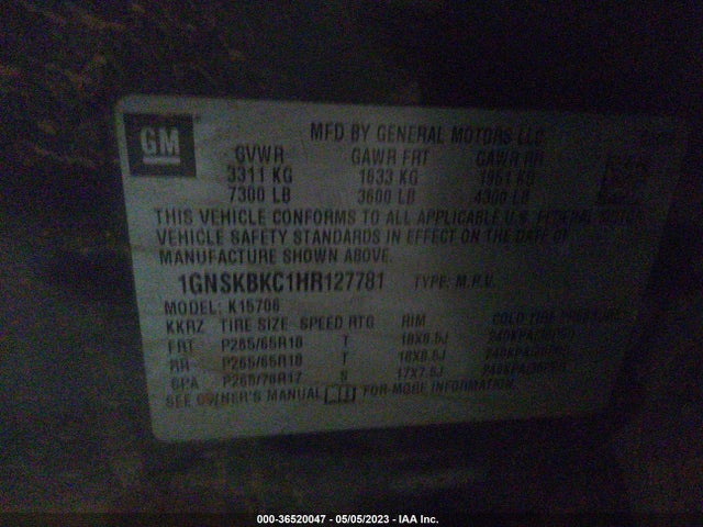 Chevrolet Tahoe Lt 2017 1GNSKBKC1HR127781 Image 11
