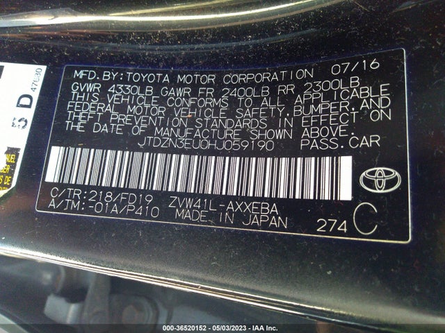 Toyota Prius V Two/five/three/four 2017 JTDZN3EU0HJ059190 Image 10