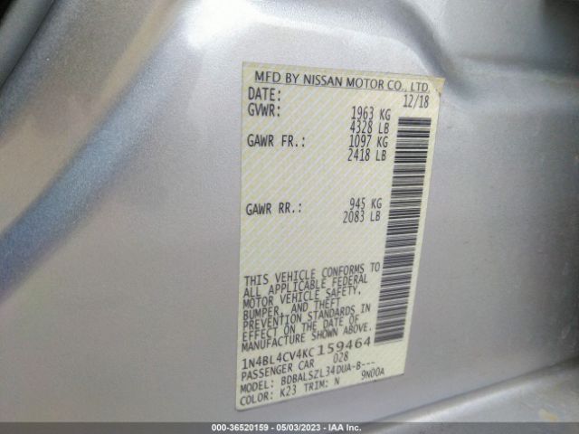1N4BL4CV4KC159464 Nissan Altima 2.5 Sr