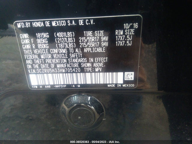 Honda HR-V LX 2017 3CZRU5H33HM705420 Image 11