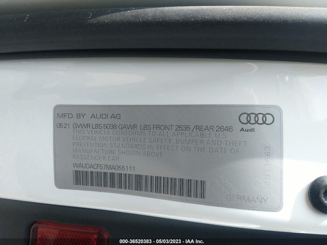 WAUDACF57MA055111 Audi A5 Sportback S Line Premium
