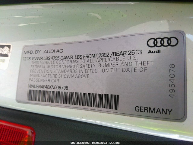 WAUENAF48KN006798 Audi A4 Premium Plus