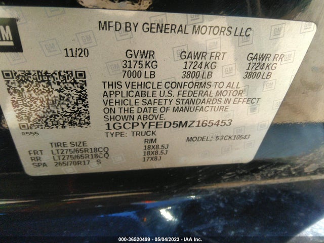 Chevrolet Silverado 1500 Lt Trail Boss 2021 1GCPYFED5MZ165453 Image 10