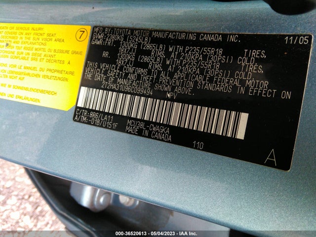 2006 LEXUS RX 330 VIN: 2T2HA31U96C099494