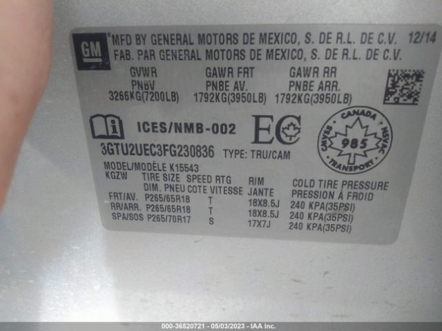3GTU2UEC3FG230836 GMC Sierra 1500 Sle