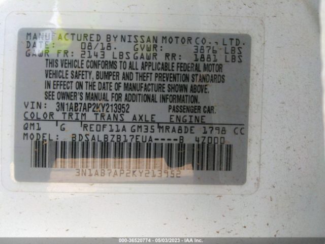 3N1AB7AP2KY213952 Nissan SENTRA S