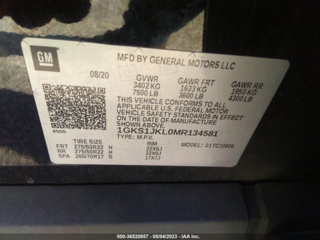 1GKS1JKL0MR134581 GMC YUKON XL DENALI