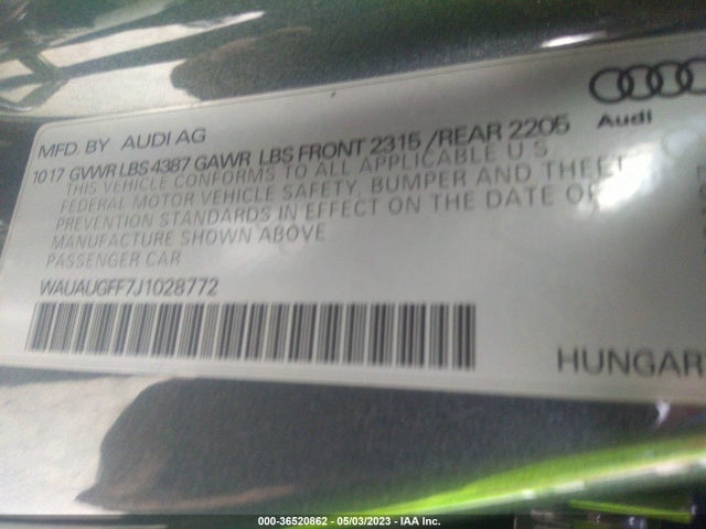 WAUAUGFF7J1028772 Audi A3 Sedan Premium/tech Premium