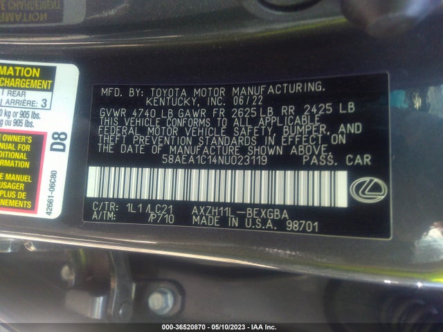 58AEA1C14NU023119 Lexus Es Es 300h Luxury