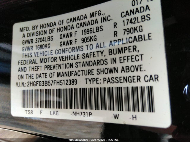 Honda Civic Coupe Lx 2015 2HGFG3B57FH512389 Image 9