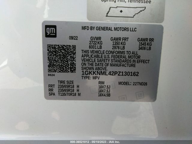 1GKKNML42PZ130162 GMC ACADIA SLT