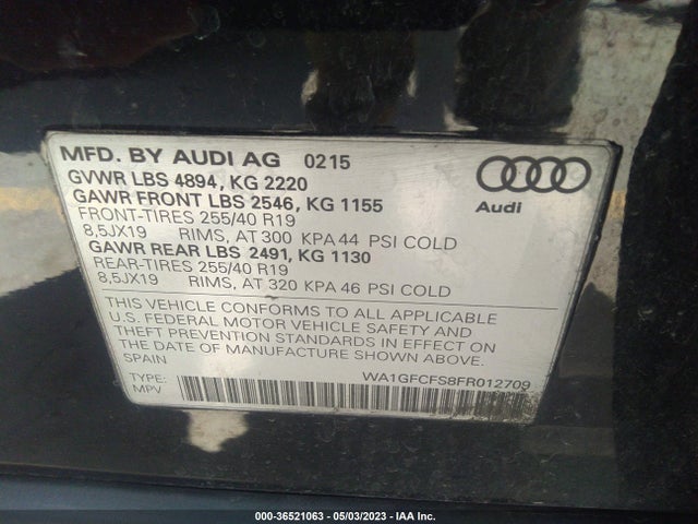 WA1GFCFS8FR012709 Audi Q3 2.0t Prestige
