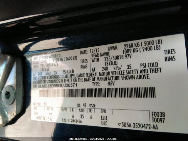 5LMCJ3D95GUJ20571 Lincoln Mkc Reserve