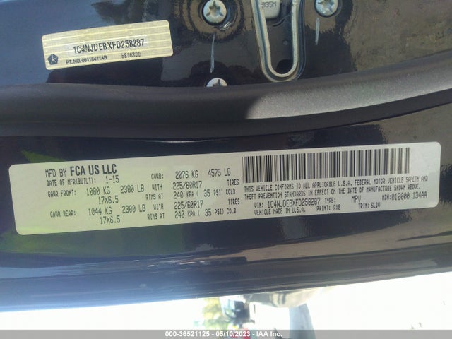 1C4NJDEBXFD258287 Jeep Compass High Altitude Edition