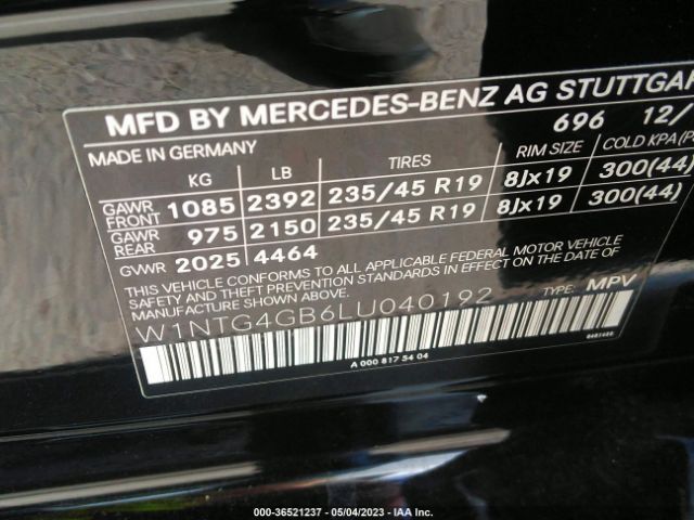 W1NTG4GB6LU040192 Mercedes-Benz Gla Gla 250