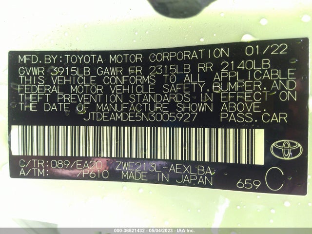 Toyota Corolla Hybrid Le 2022 JTDEAMDE5N3005927 Image 10