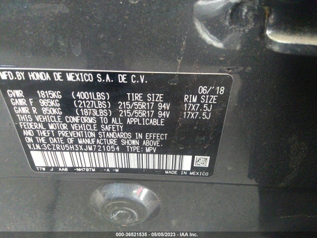 Honda HR-V LX 2018 3CZRU5H3XJM721054 Image 9