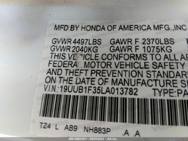 19UUB1F35LA013782 Acura TLX