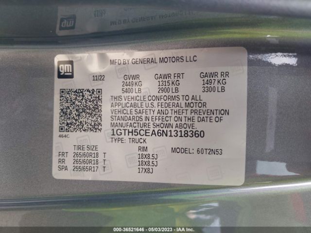 1GTH5CEA6N1318360 GMC Canyon 2wd Elevation