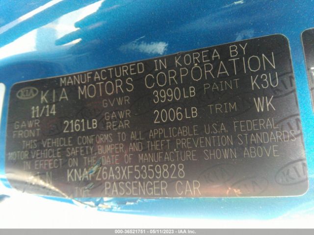 KNAFZ6A3XF5359828 KIA Forte Koup Sx