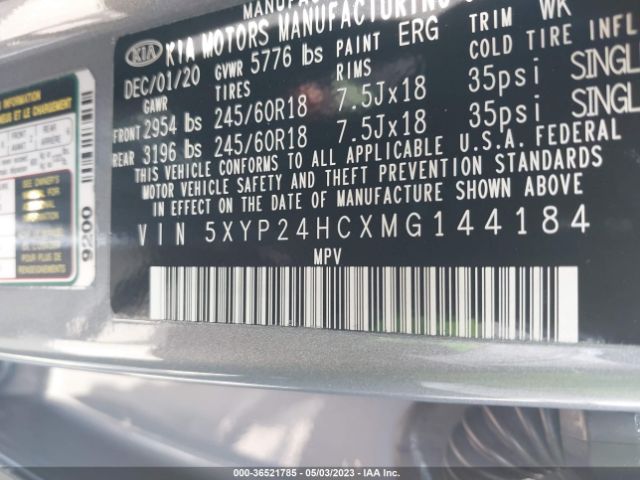 5XYP24HCXMG144184 KIA Telluride Lx