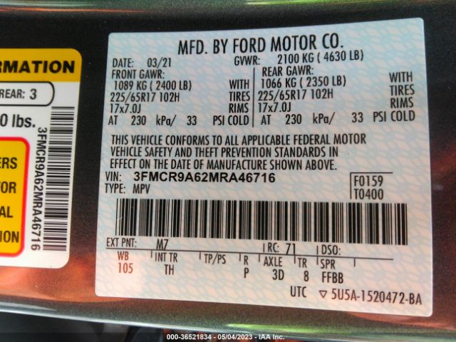 3FMCR9A62MRA46716 Ford Bronco Sport Base