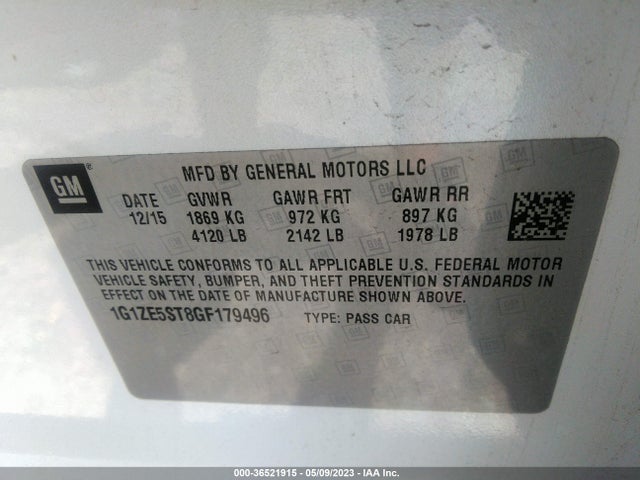 Chevrolet MALIBU LT 2016 1G1ZE5ST8GF179496 Image 9