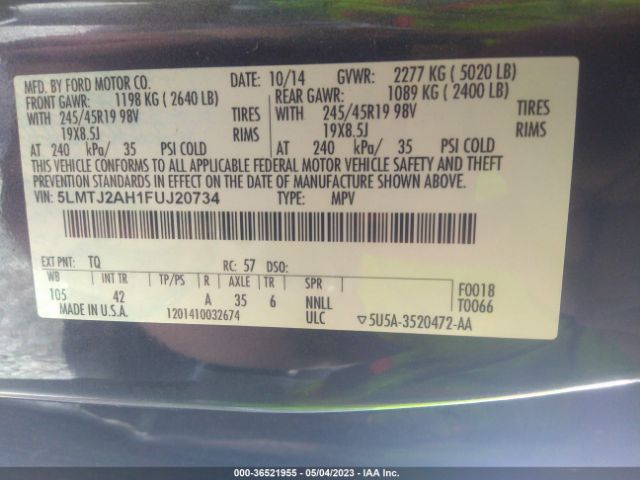 5LMTJ2AH1FUJ20734 Lincoln MKC