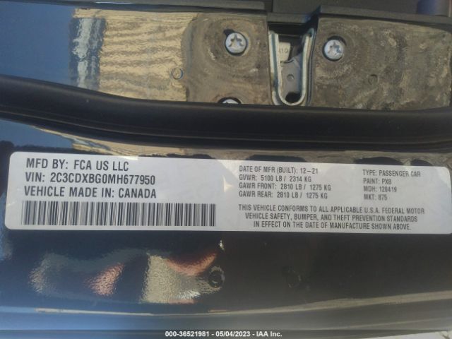 2C3CDXBG0MH677950 Dodge Charger Sxt