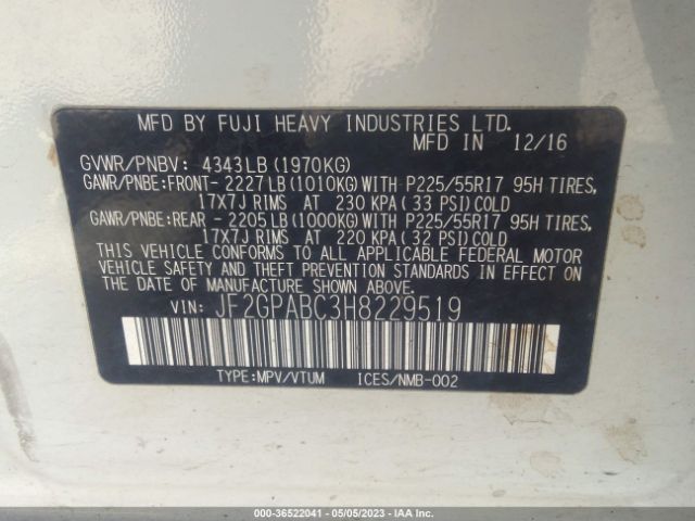 JF2GPABC3H8229519 Subaru Crosstrek Premium