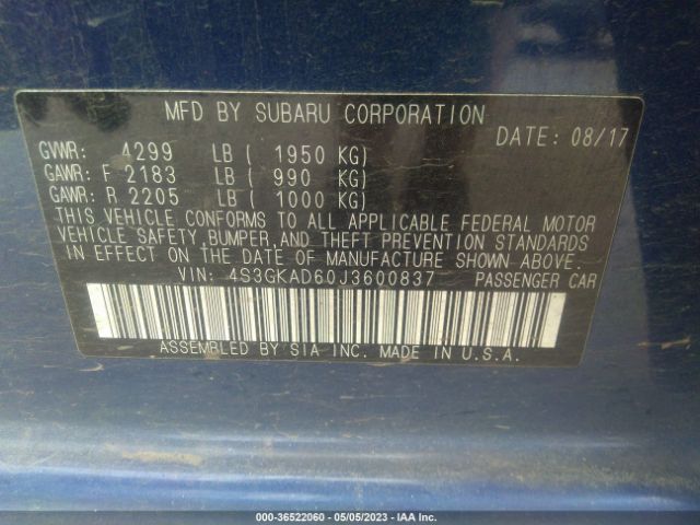 4S3GKAD60J3600837 Subaru Impreza Premium