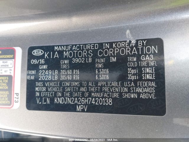 KNDJN2A26H7420138 KIA Soul Base