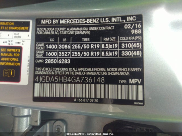 4JGDA5HB4GA736148 Mercedes-Benz Gle Gle 350