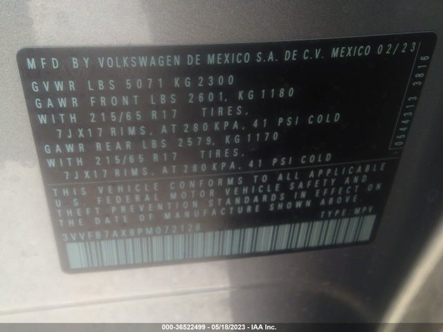 3VVFB7AX8PM072128 Volkswagen TIGUAN S