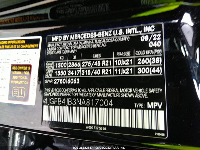 4JGFB4JB3NA817004 Mercedes-Benz Gle Gle 350