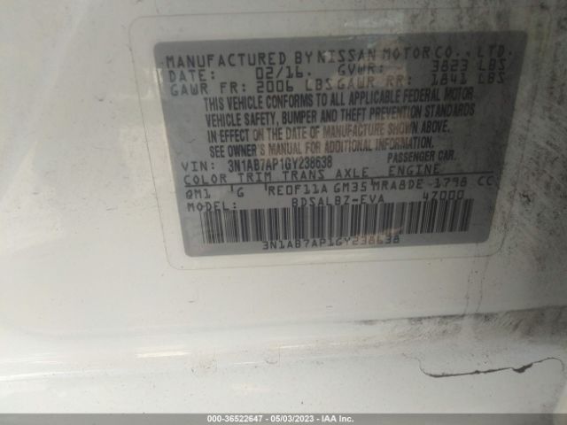 3N1AB7AP1GY238638 Nissan SENTRA S