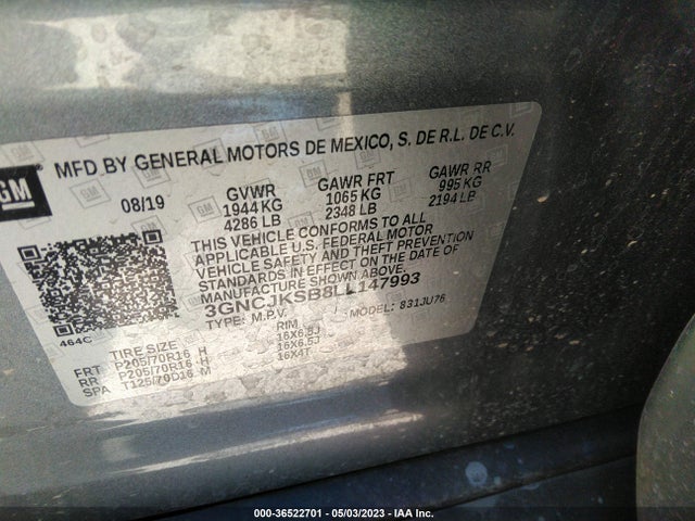 Chevrolet TRAX LS 2020 3GNCJKSB8LL147993 Image 10