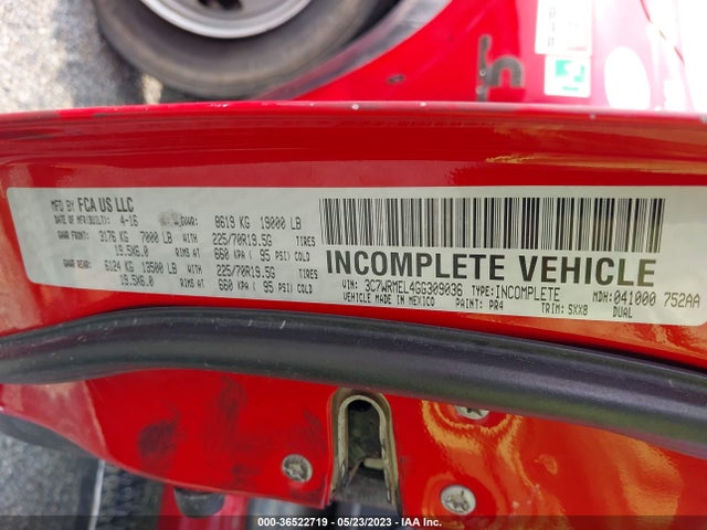 2016 Ram 5500 Chassis, VIN: 3C7WRMEL4GG309036