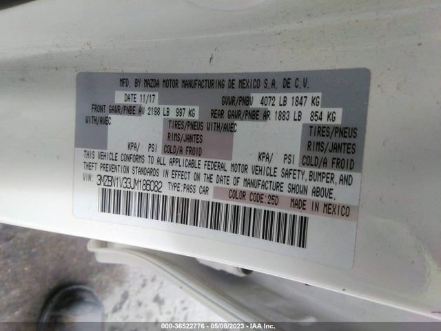 Mazda Mazda3 4-door Touring 2018 3MZBN1V33JM186082 Image 10