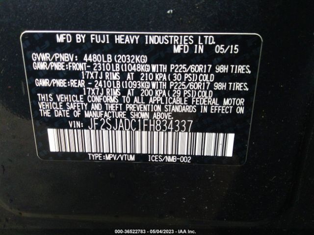 JF2SJADC1FH834337 Subaru Forester 2.5i Premium