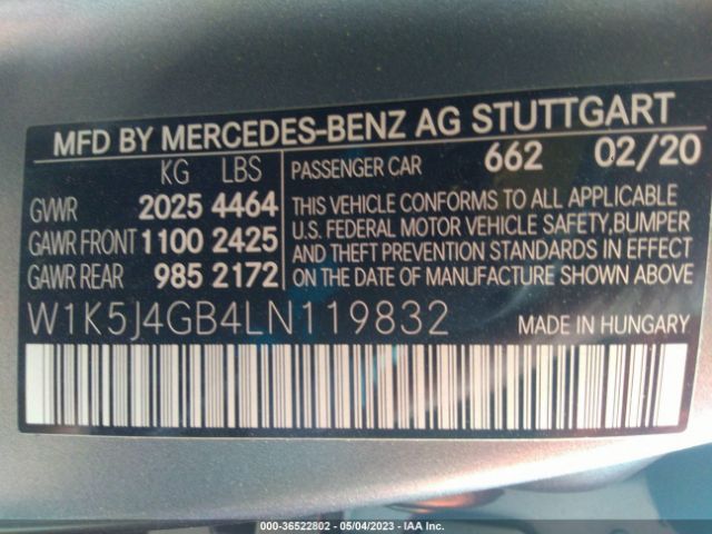 W1K5J4GB4LN119832 Mercedes-Benz Cla Cla 250