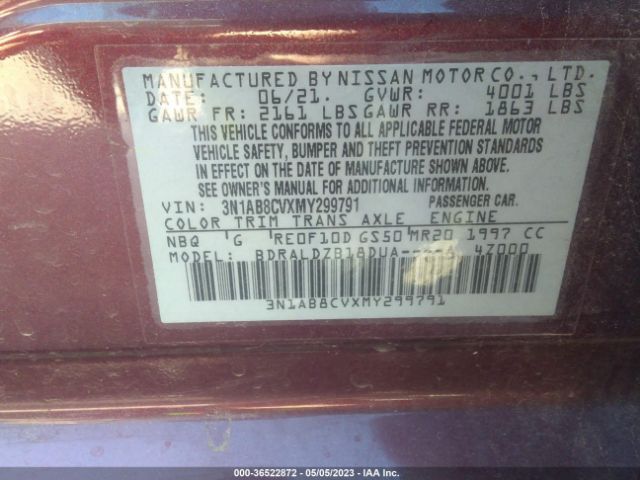 3N1AB8CVXMY299791 Nissan SENTRA SV
