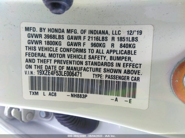 Honda INSIGHT EX 2020 19XZE4F53LE006471 Image 10