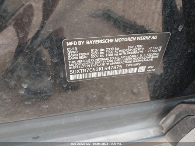 5UXTR7C53KLR47875 BMW X3 Sdrive30i