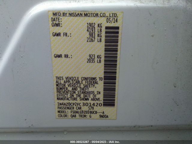 1N4AZ0CP2FC301420 Nissan Leaf Sl