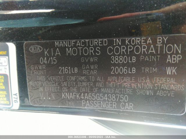 KNAFK4A65G5438750 KIA FORTE LX