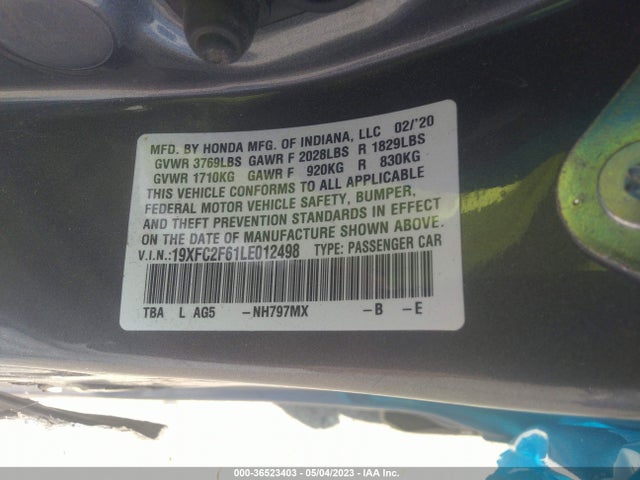 Honda Civic Sedan Lx 2020 19XFC2F61LE012498 Image 9
